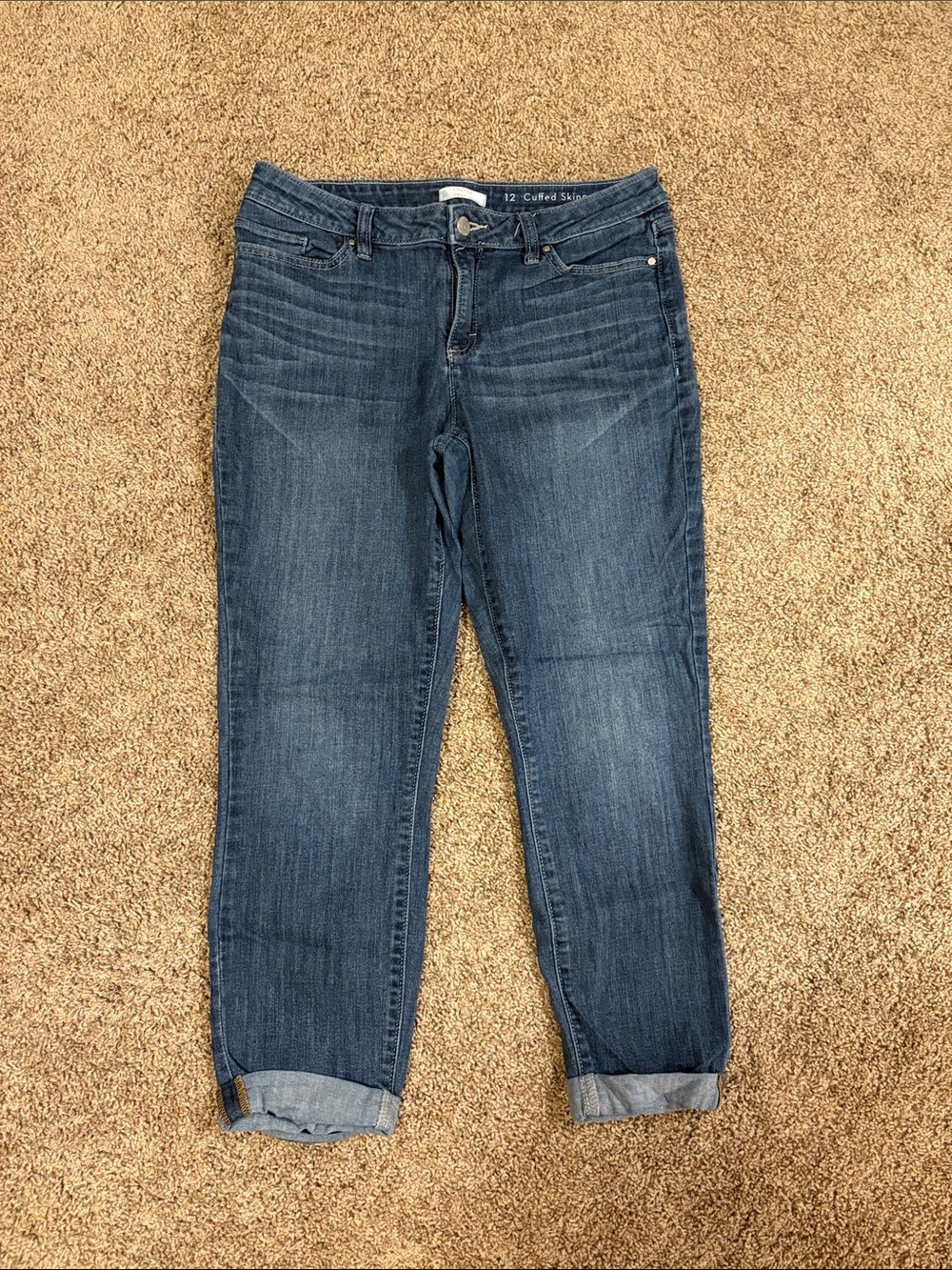 LC Lauren Conrad Dark Blue Cuffed Ankle Jeans
